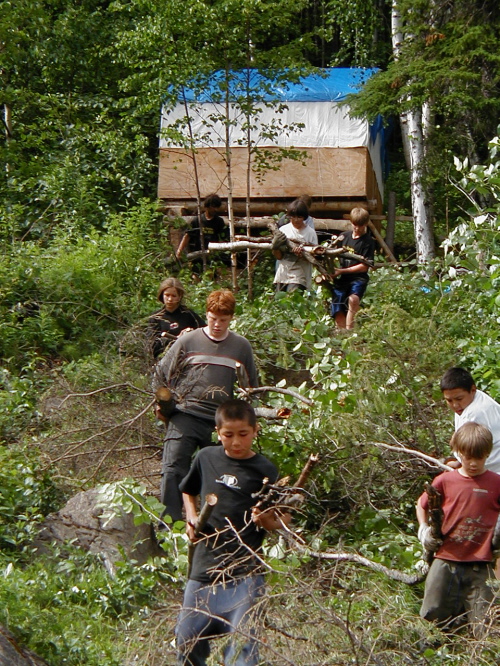 Students make their camp